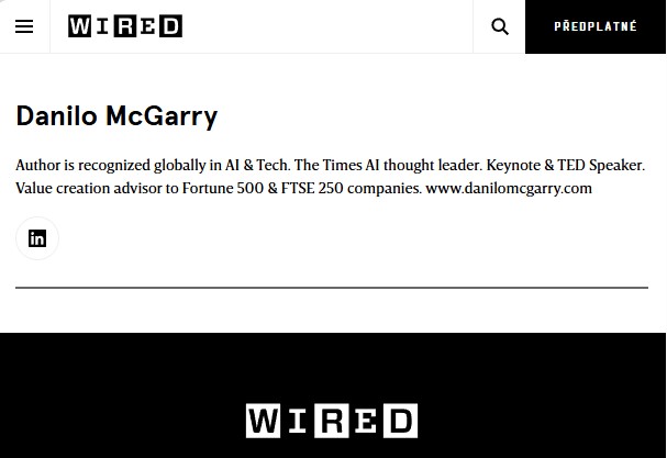 Danilo McGarry Author on Wired Magazine